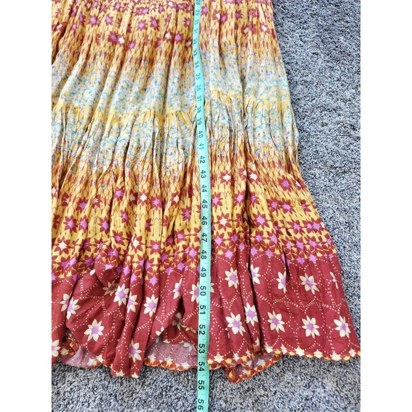 Free People Rare Feelings Printed Dress In Goldenrod Combo Ruffles Size Medium - Picture 12 of 12